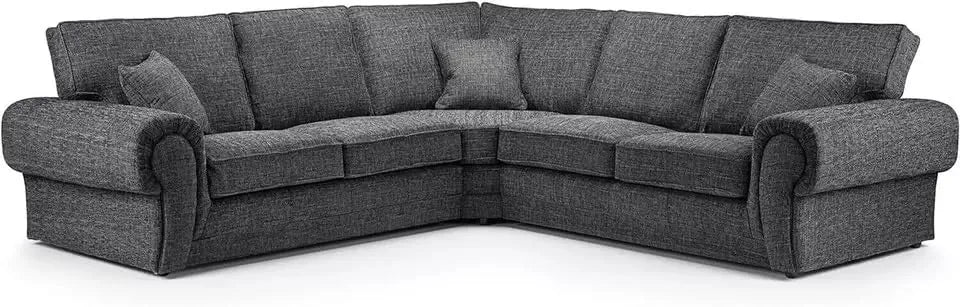 Symmetrical Grey Chenille Corner Sofa